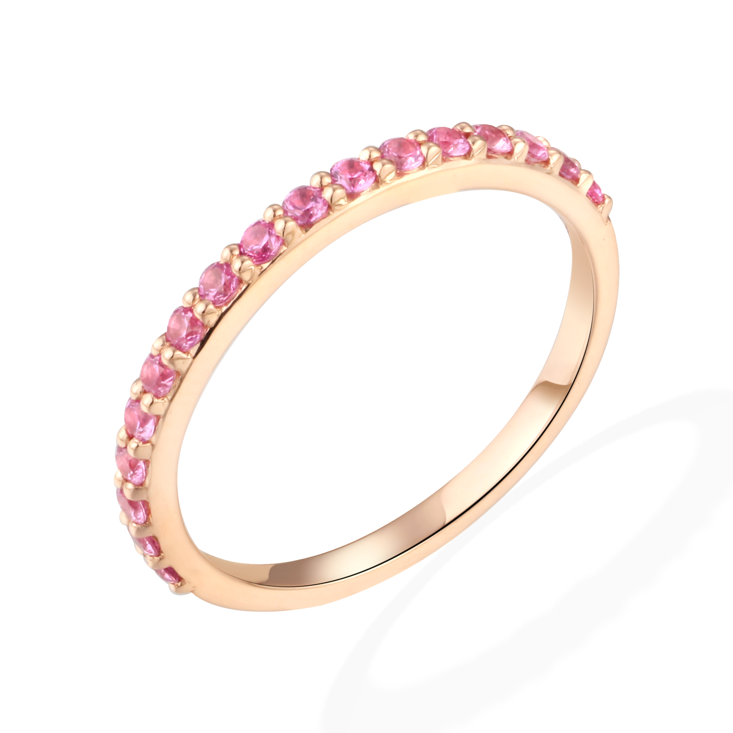 Pink sapphire half eternity ring